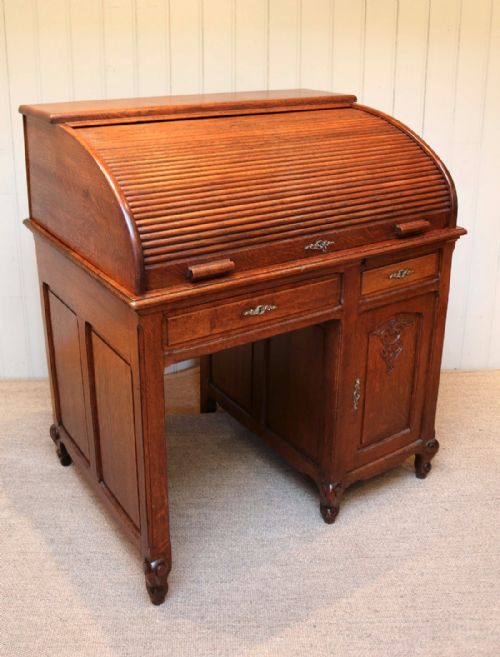 Solid Oak Roll Top Desk