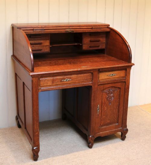 fig 1. Solid oak Roll Top Desk