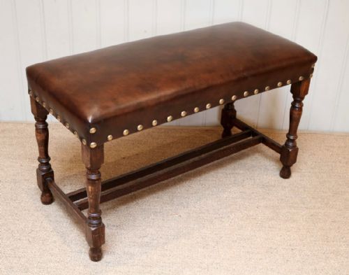 Oak Framed Leather Seat Stool