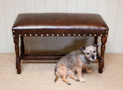 fig 1. Oak Framed Leather Seat Stool