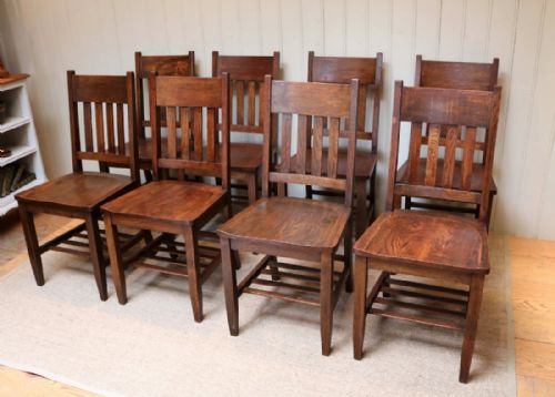 Set of Eight Oak Dining Chairs