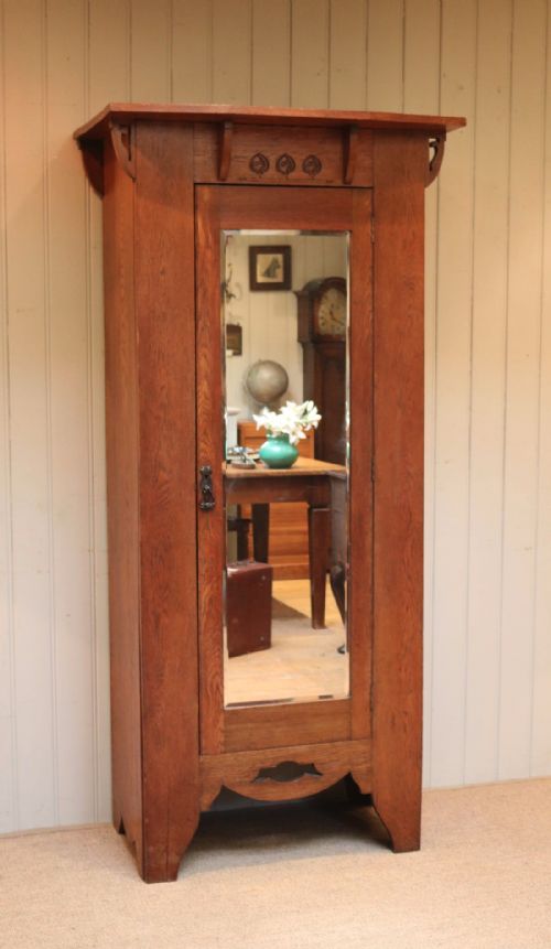 fig 1. Arts And Crafts Single Oak Wardrobe 