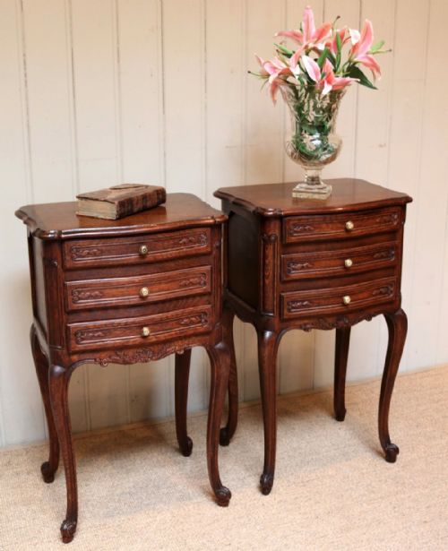 Pair of French Oak Bedside Cabinets