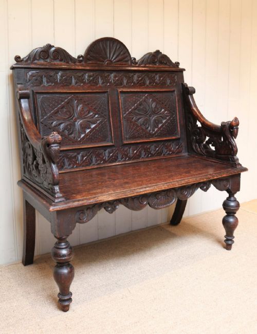 Carved Oak Bench
