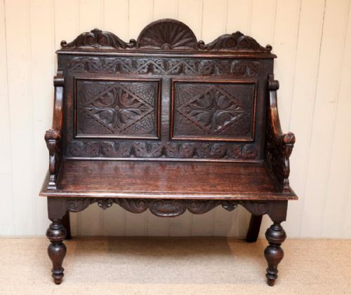 fig 1. Carved Oak Bench