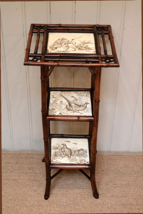 Victorian Bamboo Three Tier Tile Table