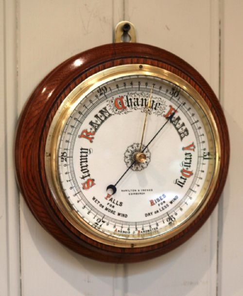 fig 1. Circular Oak Aneroid Barometer