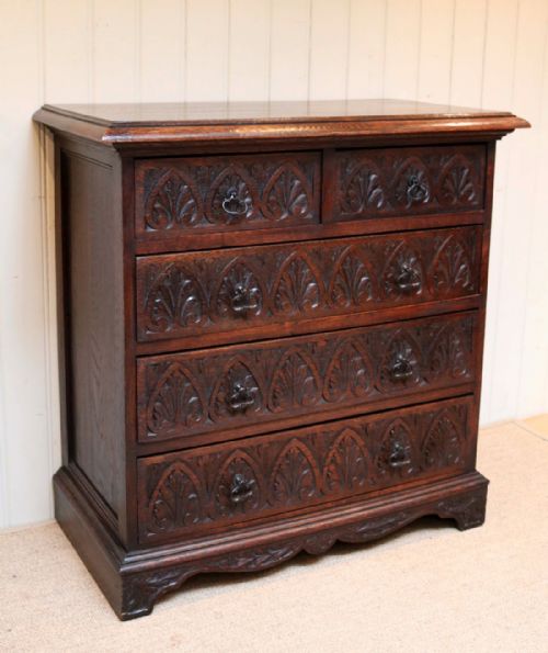 fig 1. Carved Oak Chest Of Drawers