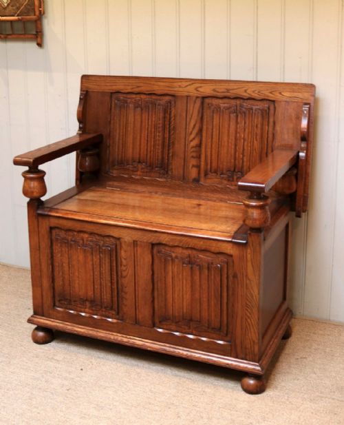 fig 1. Solid Oak Monks Bench