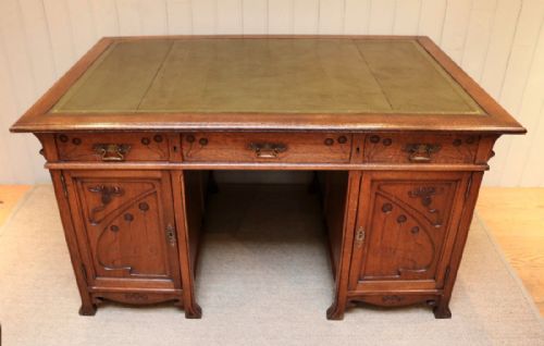 Oak Art Nouveau Partners Desk