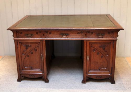 fig 1. Oak Art Nouveau Partners Desk