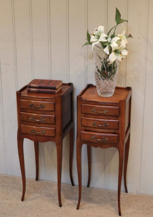 Pair of Slim Cherrywood Bedside Cabinets
