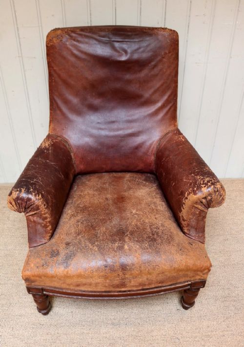 French Aged Leather Chair