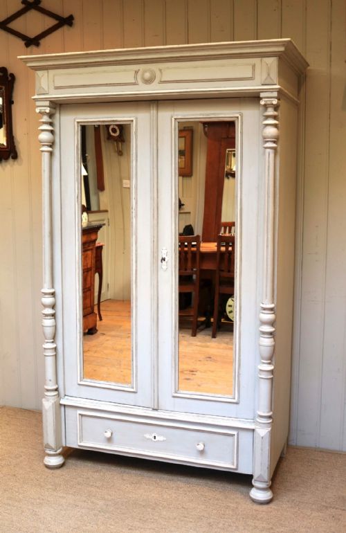 fig 1. Late 19th Century Painted Continental Mirrored Wardrobe