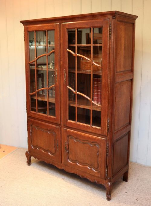French Oak Part Glazed Bookcase