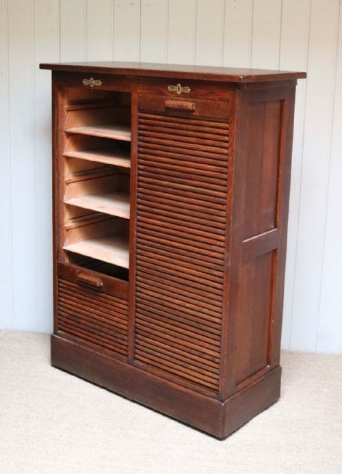fig 1. French Oak Double Tambour Front Filing Cabinet