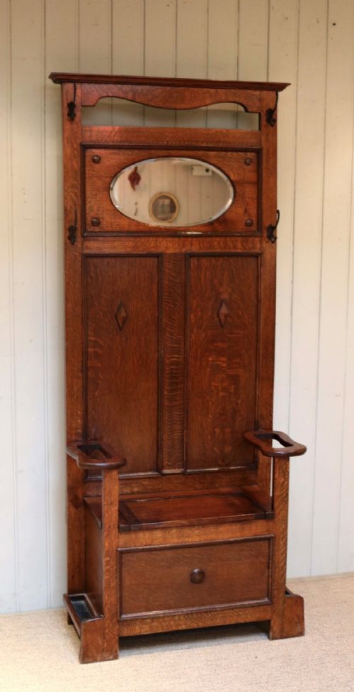 Arts and Crafts Oak Hall Stand