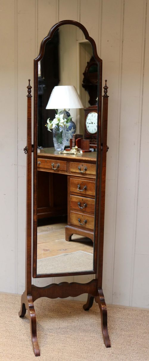 Queen Anne Walnut Cheval Mirror