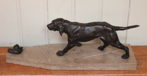 French Spelter Study of a Hunting Dog