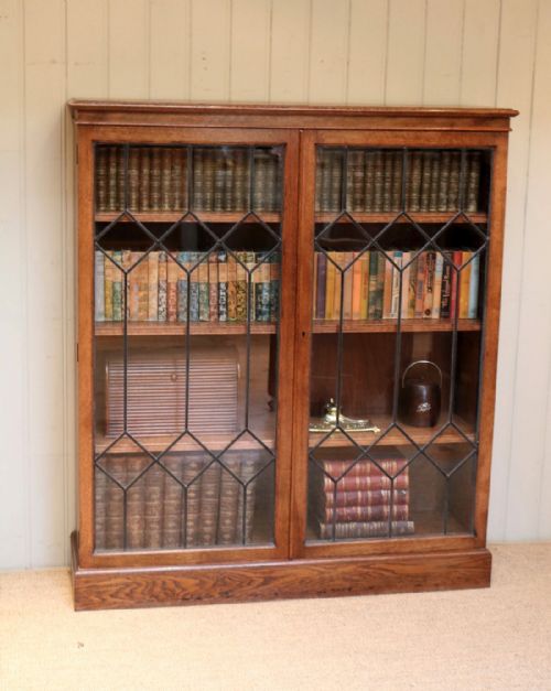 Substantial Solid Oak Glazed Bookcase