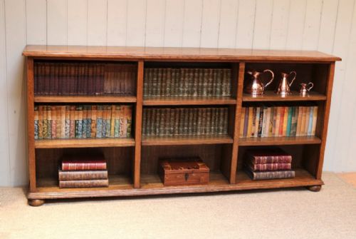 Low Wide Open Oak Bookcase
