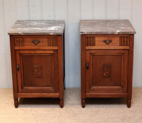 Pair of French Oak Bedside Cabinets