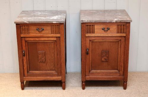 fig 1. Pair Of French Oak Bedside Cabinets