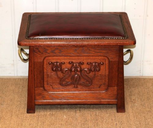 Arts and Crafts Leather Top Stool