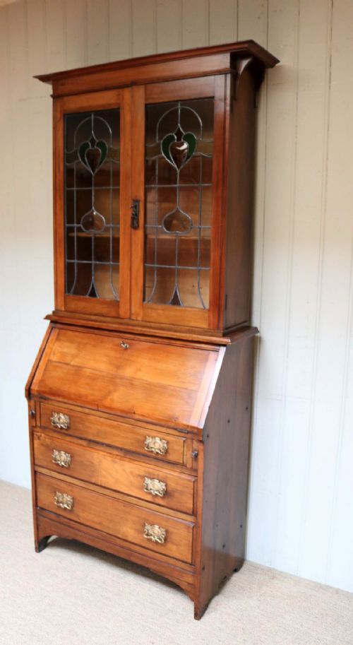 fig 1. Arts And Crafts Walnut Bureau Bookcase