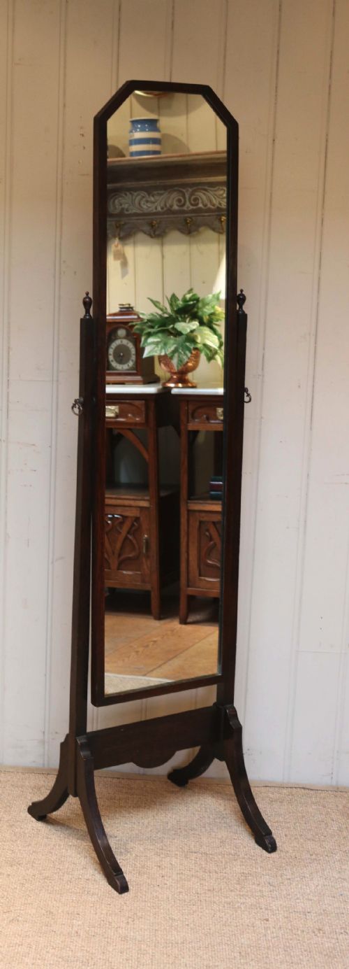 1920s Oak Cheval Mirror