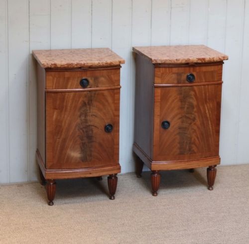 Pair of Marble Top Mahogany Bedside Cabinets