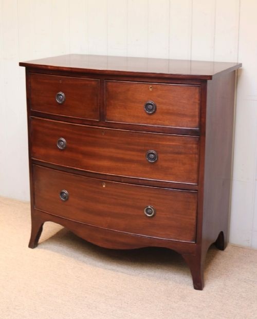 fig 1. Small Proportioned Mahogany Bow Front Chest Of Drawers