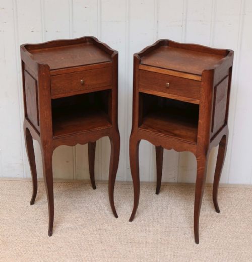 fig 1. Pair Of Small Proportioned Oak Bedside Cabinets 