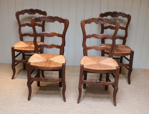 Set of Four French Oak Dining Chairs