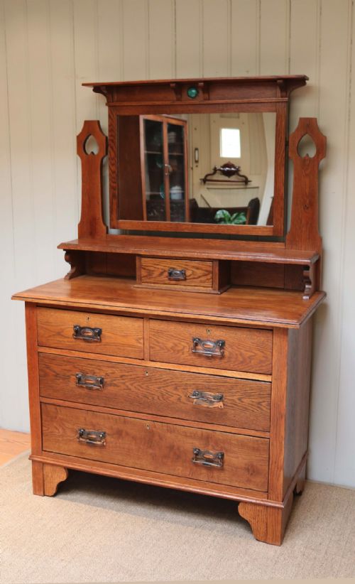 fig 1. Solid Oak Arts And Crafts Dressing Chest