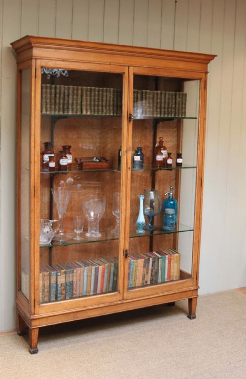 Edwardian Oak Shop Display Cabinet
