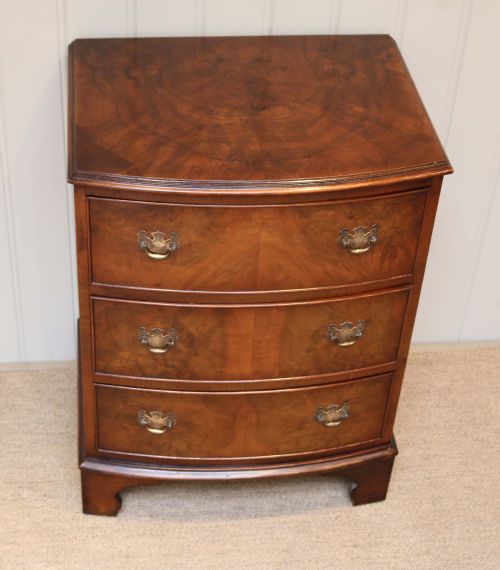 fig 1. Small Bow Front Walnut Chest Of Drawers