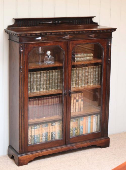 Oak Two Door Glazed Bookcase