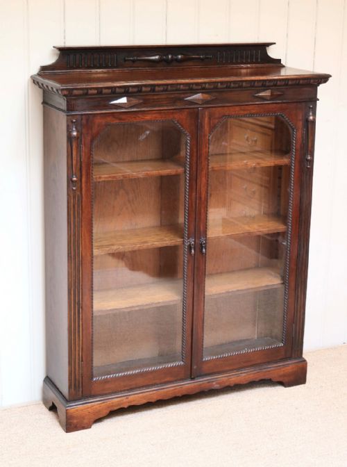 fig 1. Oak Two Door Glazed Bookcase