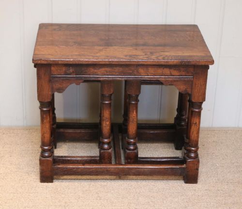 Unusual Oak Nest of Tables