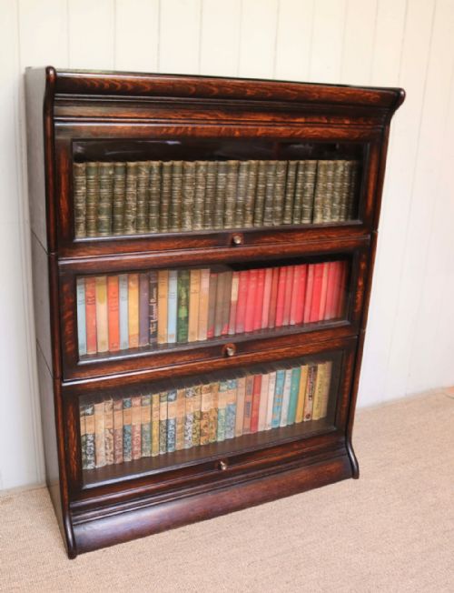 Three Tier Oak Globe Wernicke Style Bookcase