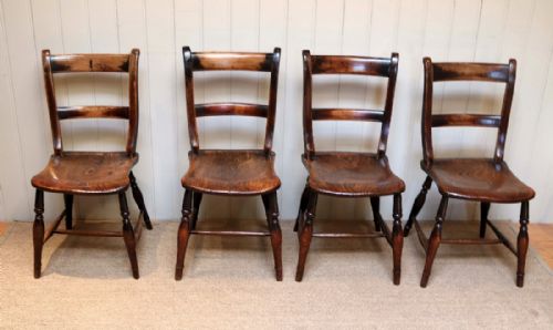 fig 1. Set Of Four Beech And Elm Dining Chairs
