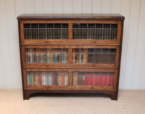 Carved Oak Globe Wernicke Style Bookcase