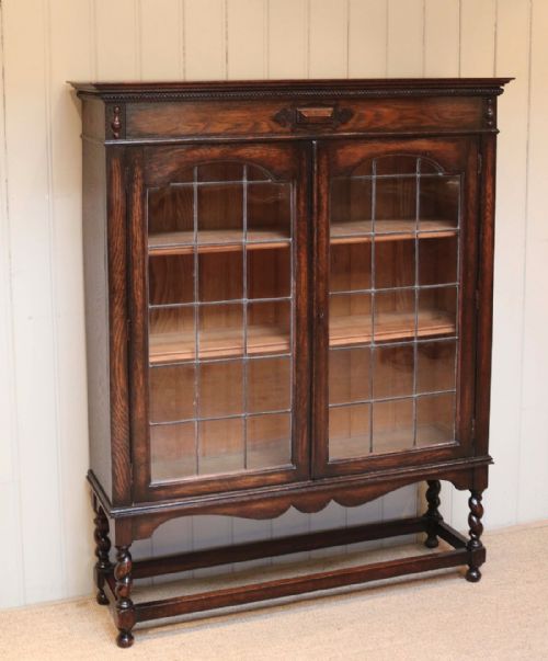 fig 1. Oak Two Door Glazed Bookcase