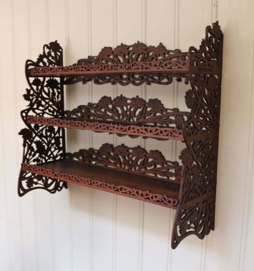 Mahogany Fretwork Three Tier Shelf