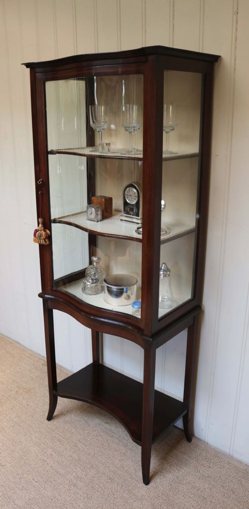Edwardian Serpentine Front Display Cabinet