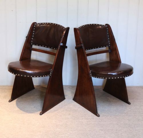 fig 1. Pair Of Oak Art Deco Chairs