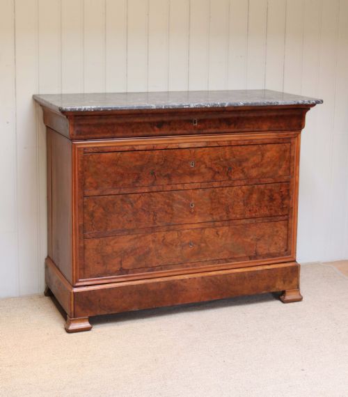 Walnut Marble Top Chest of Drawers/commode