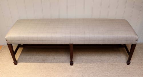 Long Upholstered Mahogany Stool