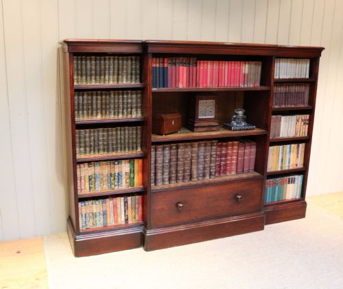 Large Victorian Mahogany Open Bookcase